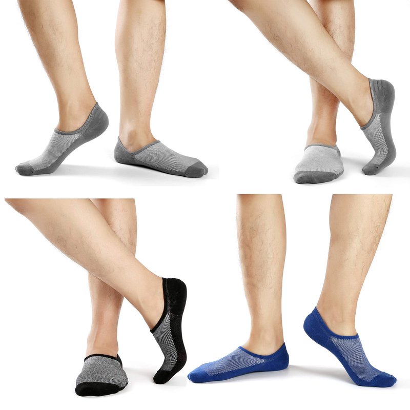 Mottee&Zconia No Show Sock Low Cut Ankle Short Socks for Men Basic Casual Anti-skid Cotton Socks with Non Slip Grips