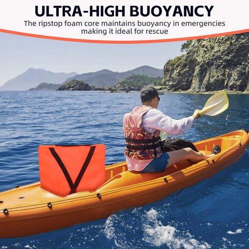 Boat Throwable Flotation Device, High Buoyancy Boat Throw Cushion with Strap, Boat Cushions Life Preserver for Boating, Swimming, Rescue Boat, 18x14in (2)