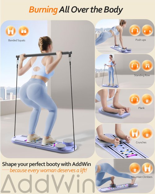 Pilates Board Pilates Reformer Set, Multifunctional Abdominal Pilates Board for Home Workout, 15-in-1 Flo Pilates Portable Reformer 2025 for Full-Body Exercise
