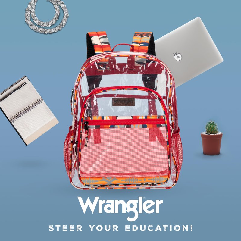 Wrangler Clear Backpack for Girls- Water Resistant Clear Bookbag, Plastic See Through Backpack for Stadium Events and School