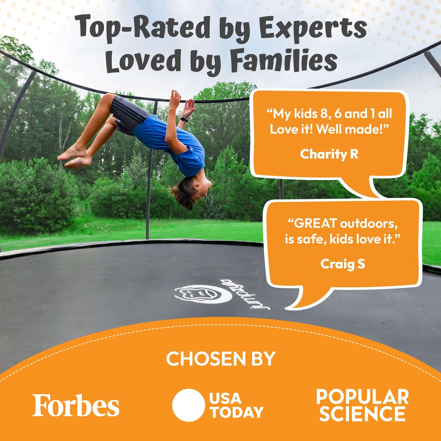 JUMPZYLLA Trampoline Outdoor 8FT 10FT 12FT 14FT 15FT 16FT with Enclosure and Ladder, ASTM Approved Recreational Trampoline for Kids and Adults, Anti-Rust Coated Frame (Black, 14FT)