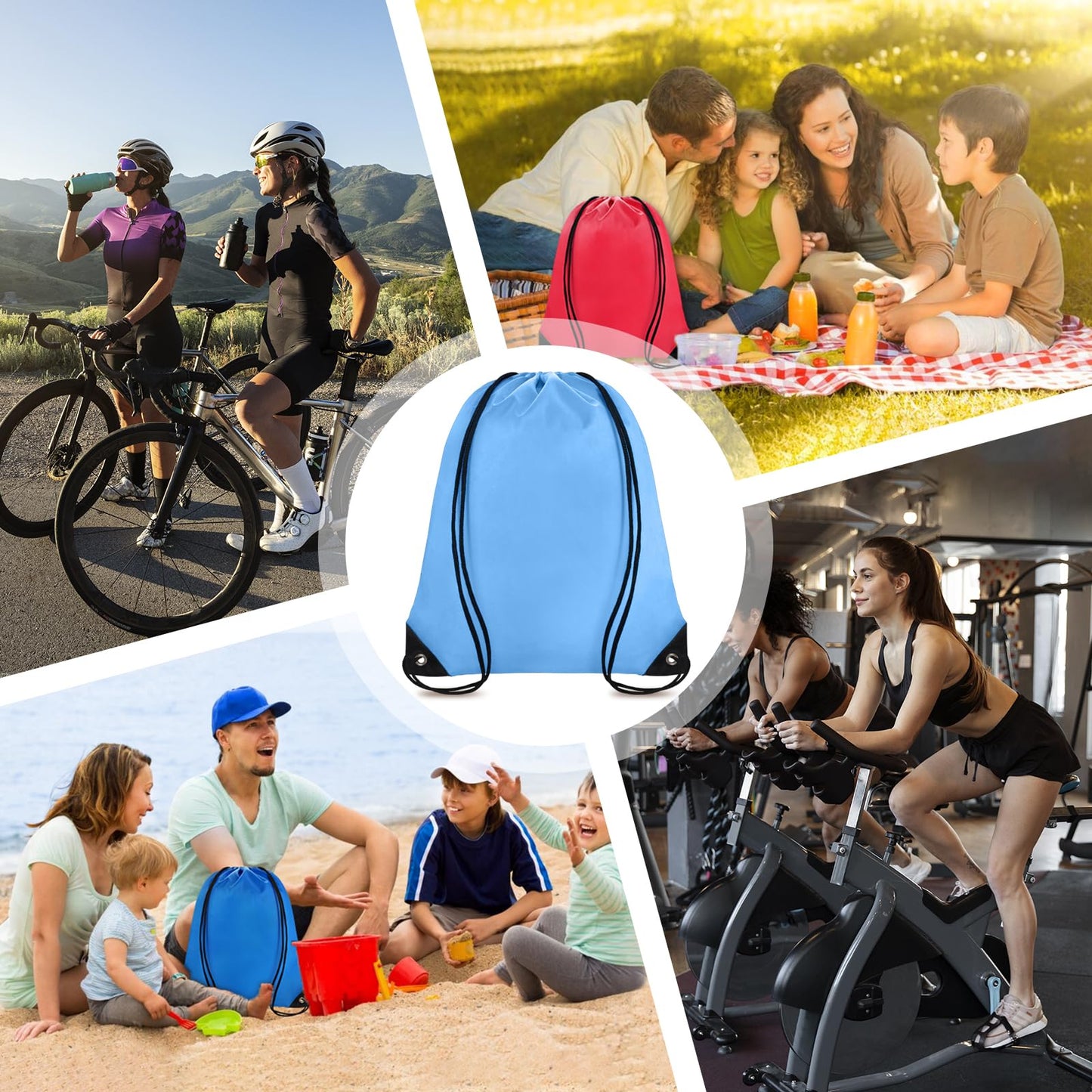 Grneric Drawstring Backpack Bulk 70Pcs String Backpack Drawstring Bags Cinch Bag Sackpack for Men Women Gym(Sky Blue)
