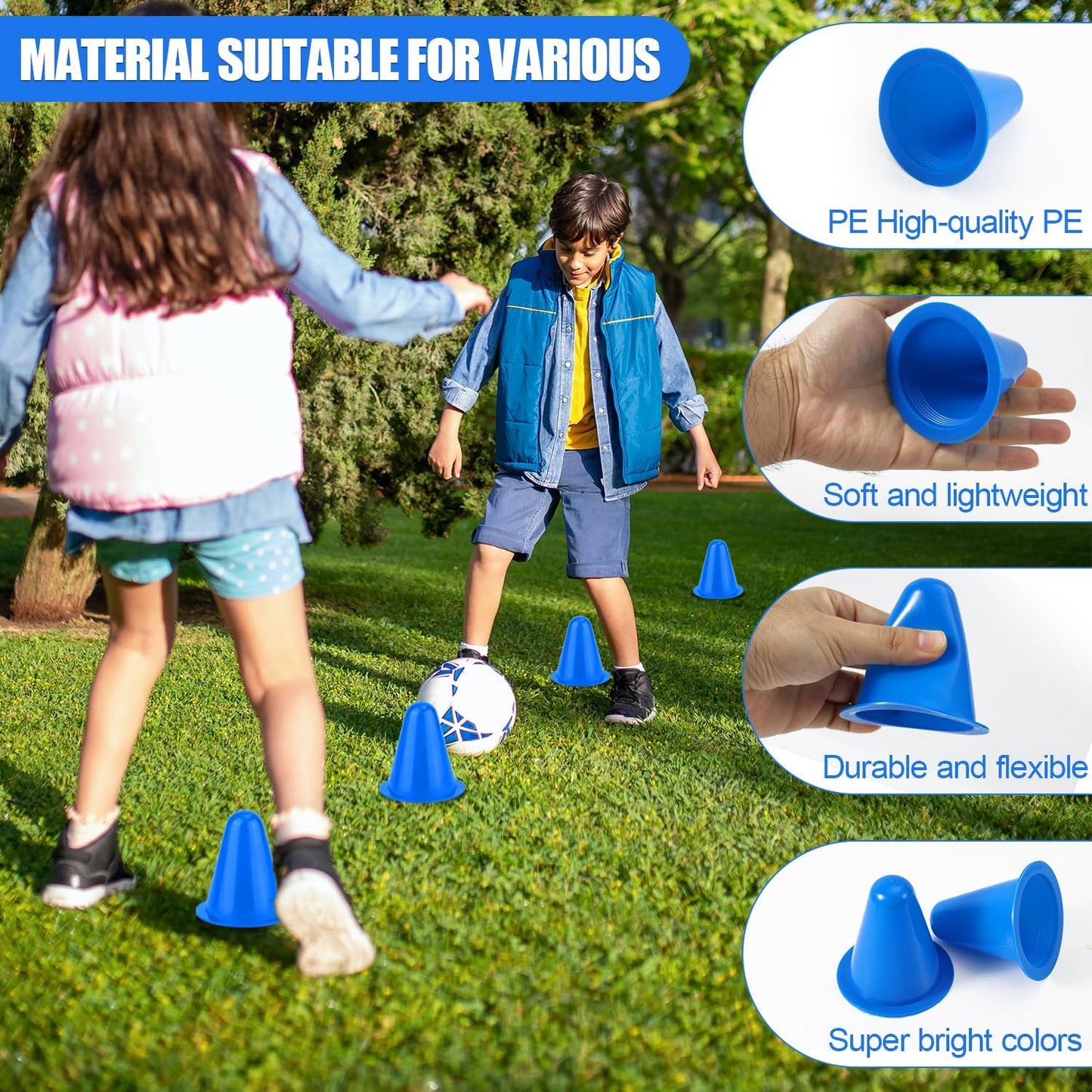 20pcs Soccer Cones, 3.15 Inch Mini Practice Cones Sports Cones Field Markers Cones Basketball Cones Training Cones for Outdoor Indoor Basketball Football Footwork Training