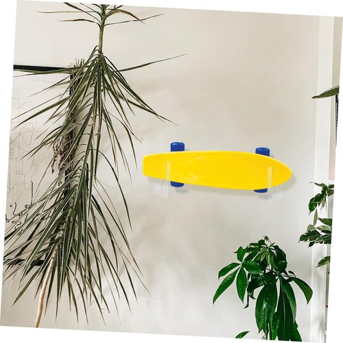 Toddmomy 1pair Clear Skateboard Wall Mount Rack Stylish and Horizontal Display Hanger for Room and Bedroom Storage