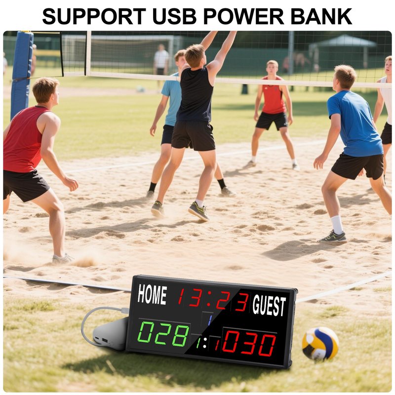 LED Electronic Scoreboard Digital Score Keeper with Remote/Timer/Shot Clock,Portable Basketball Scoreboard with 40-Foot Remote Control ,100FT VISIBLE,24H Clock,Score History,6 Brightness,3 Placements