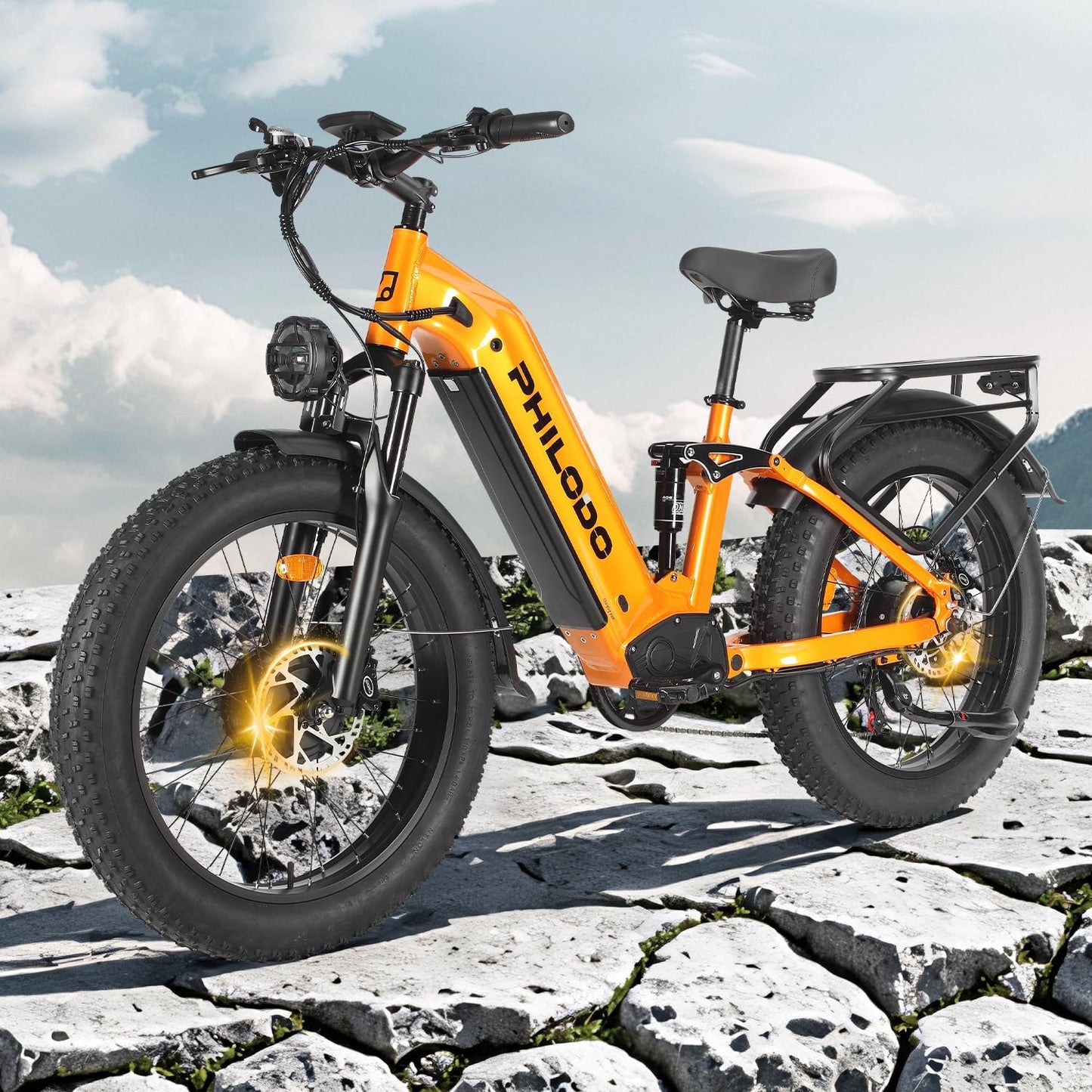 PHILODO Falcon 60V 32AH Off-Road Electric Bike 45MPH - 5000W Peak Dual Motor Hunting Ebike, Fat Tire Full Suspension Dirt Bike for Adults, Long Range Snow/Sand Electric Bicycle