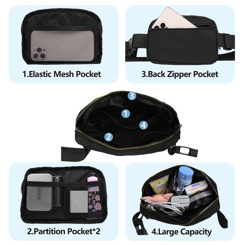 VOROLO Fanny Pack For Women And Men Crossbody Bag Belt Bag with Adjustable Strap Graduation Gifts Black