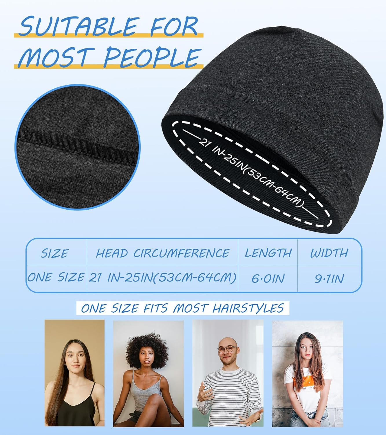 3 Pieces Cotton Skull Caps for Men Women Chemo Headwear Lightweight Beanie Sleeping Cap Helmet Liner