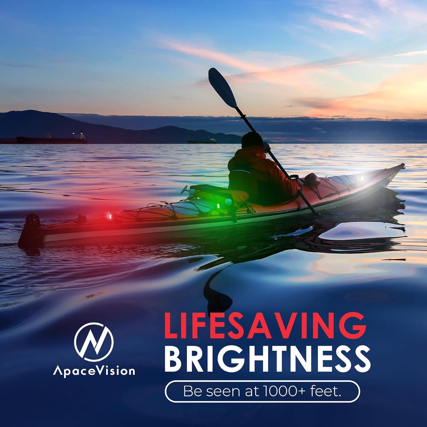 KayaLuma LED Kayak Lights (3 Pack) | Clip On IPX5 Waterproof Marine Navigation Lights for Night Kayaking, Canoeing, Boating, Fishing | High Visibility Kayak Accessories