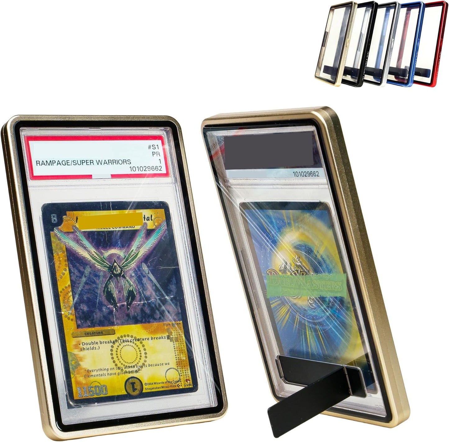 2-in-1 Magnetic Metal Slab Bumper Case for PSA/CGC Slabs with Built-in Stand (Protect + Display) - Soft Gold | Slab Case for PSA | Graded Card Display | Slab Mags for PSA/CGC- Soft Gold