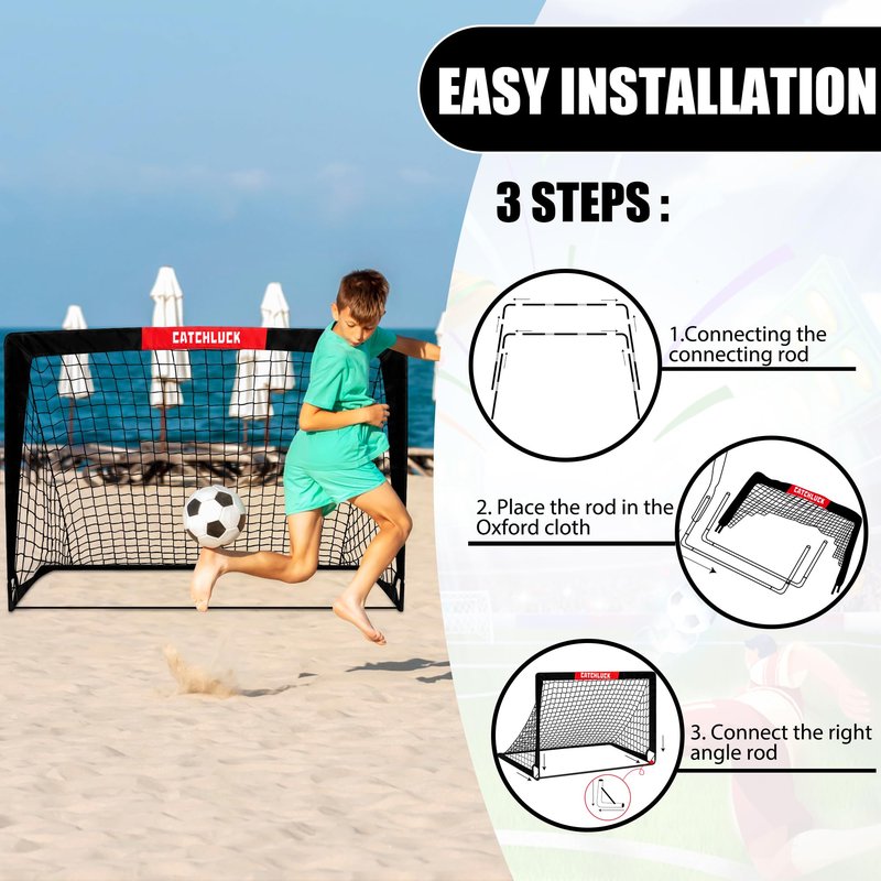 JY Design Pop Up Soccer Goal, Portable Soccer Net for Backyard Soccer Goal Post 3X4ft Target for Indoor Outdoor, Turquoise-100x80x80