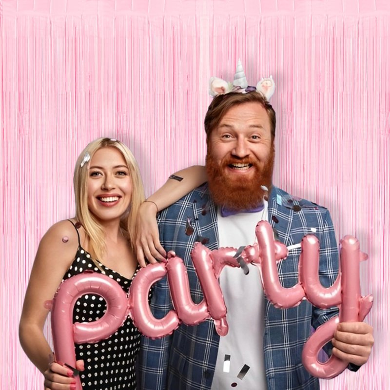 BRAVESHINE Pastel Pink Fringe Curtains Backdrop - 2 Pack Photo Booths Party Streamers for Graduation/Baby/Cowgirl/Birthday/Bridal Shower/Bachelorette/Engagement/Sweet/Bow Decorations