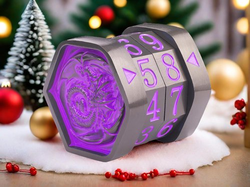 Metal MTG Life Counter, Life Counter MTG, Magic Life Counter Gift Box Packaging Suitable for Board Games, Card Games, Compatible with MTGs and TTRPG(Black Nickel_Purple)