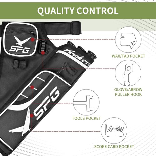 SPG Arrow Quiver Archery Hip Quiver, Durable Adjustable Waist Belt Three Arrows Tube for Arrow Storage Compound Bow Recurve Bow Accessories (Black)
