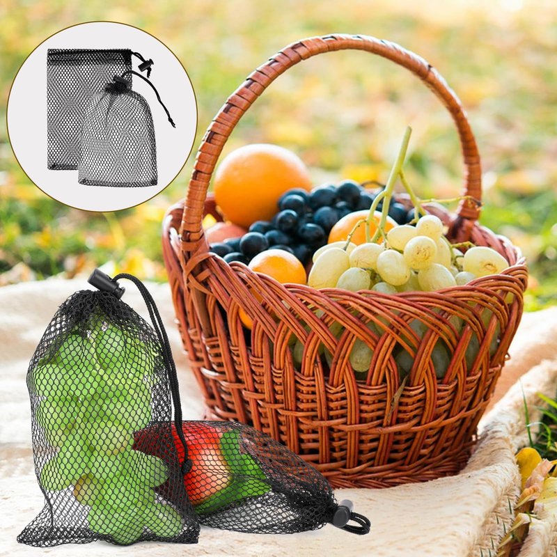 Sliverdew 10PCS Small Mesh Bags Drawstring Black Mesh Drawstring Bag Mini Nylon Net Bag with Drawstrings Small Travel Stuff Bags 6 x 4 inch