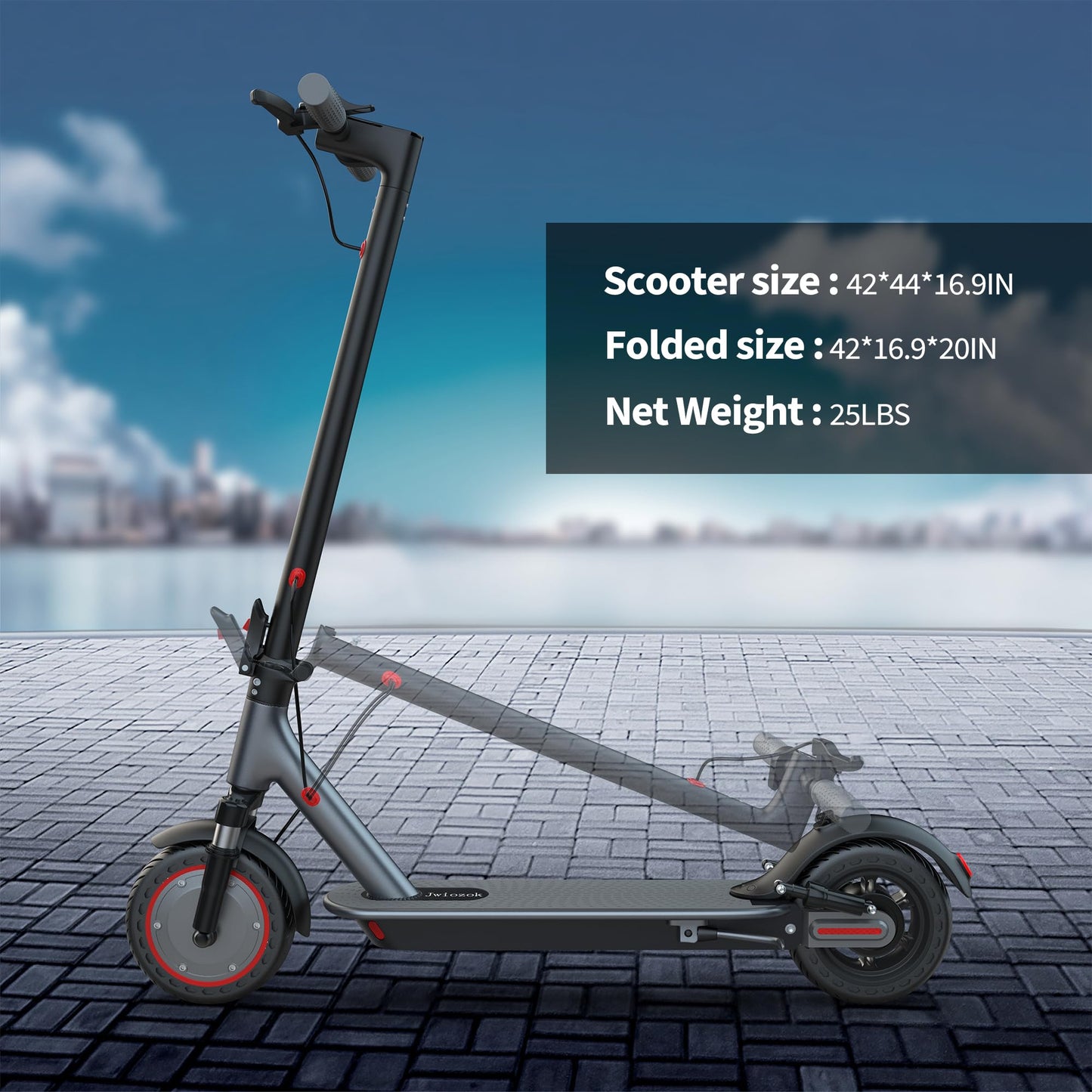 Jwiozok Electric Scooter for Adults & Teens - 350W Motor 19mph/15mi Range, 8.5" Solid Tires, Dual Brake/Dual Shock/Dual Suspension, Foldable Commuter Scooter for Urban Travel