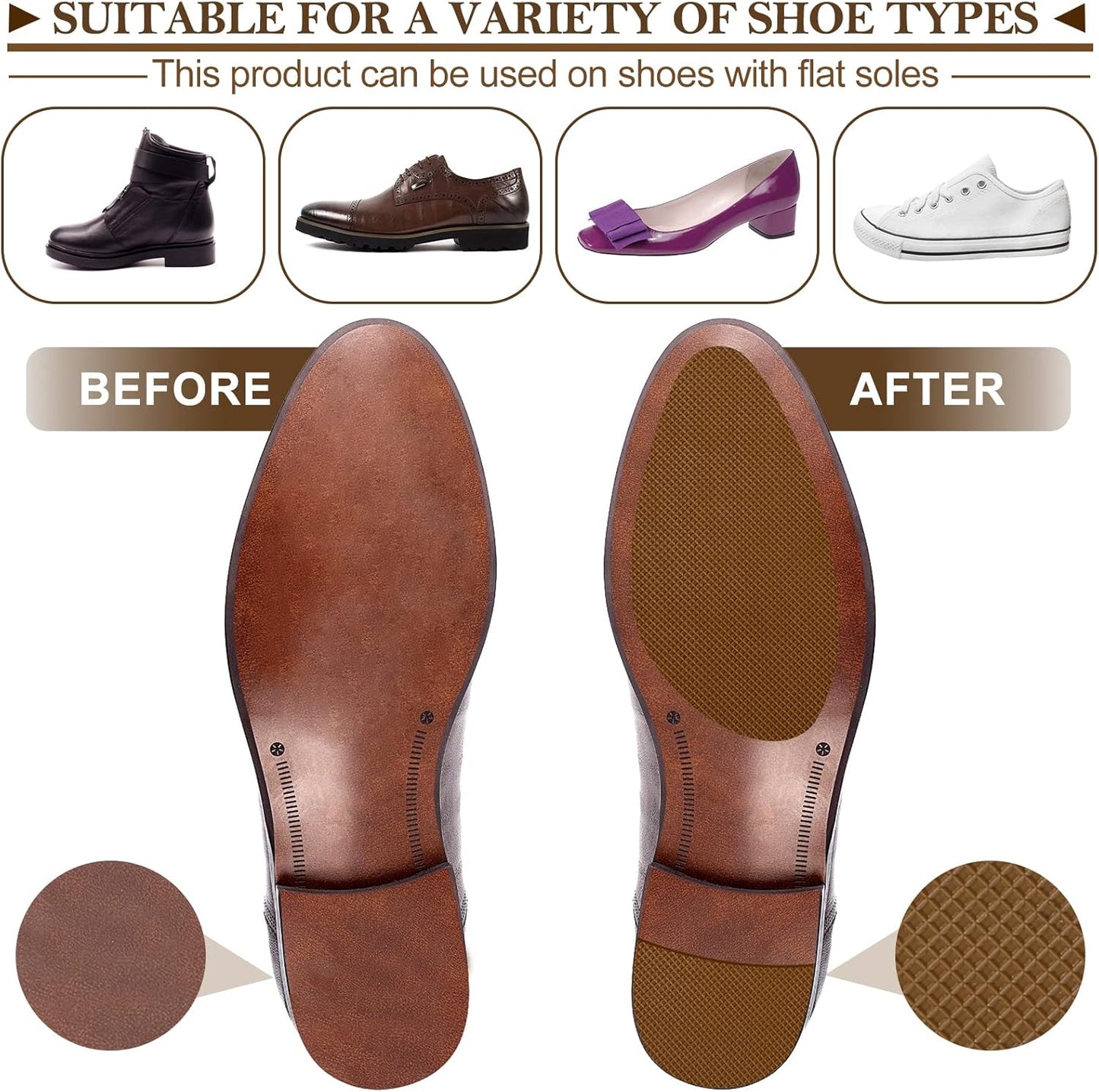 10 Pcs Non-Slip Shoe Pads for Bottom of Shoes Anti-Slip Grips Adhesive Grip Pads Sole Protector 3.1 x 5.1 Inches for Heels Trainers Treads Boots