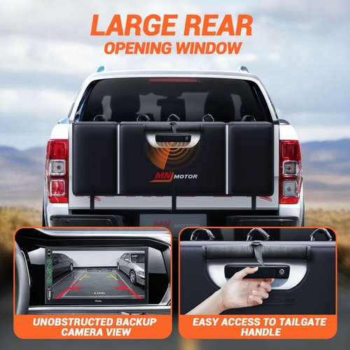 MNJ MOTOR Tailgate Bike Pad, Pickup Truck Tailgate Pad Carry 5 Mountain Bikes Tailgate Cover Tailgate Protection Pad with Reflective Strips Tool Pockets and Rear Camera Opening