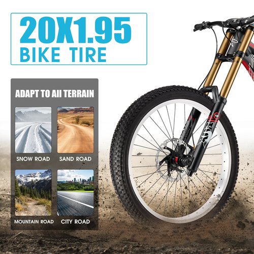 2 Pack 20" x 1.95" Mountain Bike Tire Set, 20 inch Folding Replacement Puncture-Resistant Bicycle Tires with 20 x 1.75-2.125 inch Bike Inner Tubes and Repair Tool Kit for Mountain Bike, Off-Road Bike