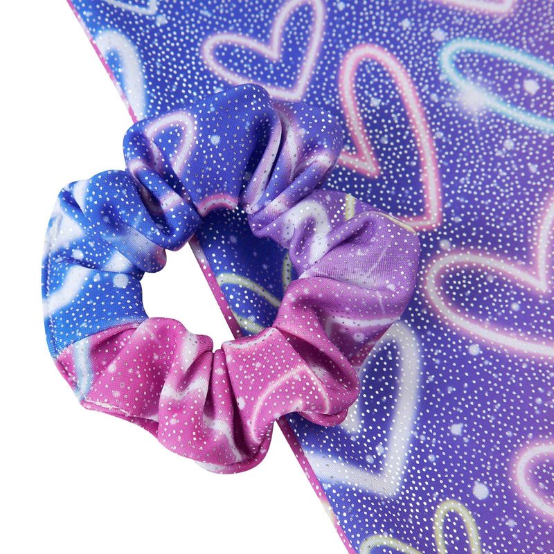 Vogseek Leotards for Girls Gymnastics Size 5 6 Blue Purple Sparkle Dots Athletic Outfits with Hair Scunchie Quick Dry Sleeveless Lightweight Activewear Biketards Sets