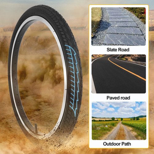 RUHUO 2Sets 20x1.75 Street Tires and Tubes, Puncture Resistant Folding Bike Tire Sets 47-406 Compatible with Road Bike Street Bicycle E-Bike Wheelchair Directional Tread Low Resistance