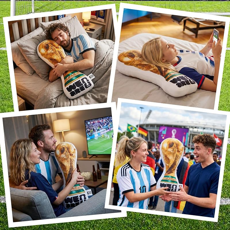 MESUCA FIFA World Cup 2026 Trophy Plush Pillow - 19 Inch, Golden Variation