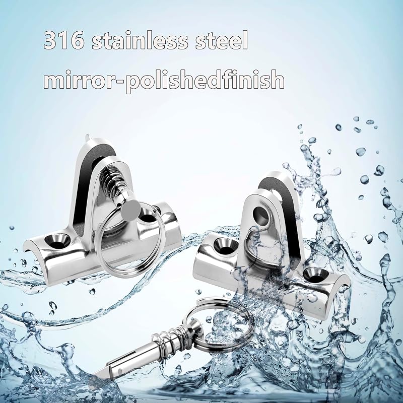 316 Stainless Deck Hinge with Quick Release Pins for Bimini Top (2 Pack)