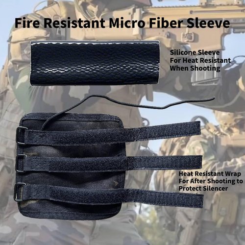 NITIIKA 6 inch Suppressor Cover with Burn Proof Micro Fiber Sleeve, Heat Resistant Inner Fiberglass & Silicon Lining Suppressor Wrap, Flame-Retardant Cover Protective Sleeve for Suppressor