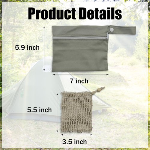 Aogigigio 2Set Travel Soap Bar Case - 2 Soap Bags & 2 Foaming Nets,Waterproof & Leakproof Bag With Natural Cotton-Linen Soap Foaming Net,Portable Quick-Dry Waterproof Bag for Travel & Camping