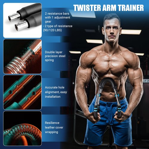 Twister Arm Trainer, 90-120 Lbs Adjustable Resistance Twister Arm Exerciser Chest Exerciser for Men, Portable Detachable Chest Workout Device Equipment for Chest Clip Muscle & Arm Strength