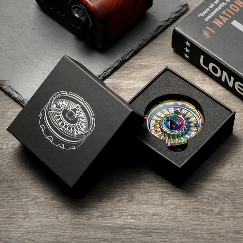 DNDND Roulette D20 Metal Spinner Dice with Gift Box for Dungeons and Dragon D&D RPG & Table Games (Rainbow)