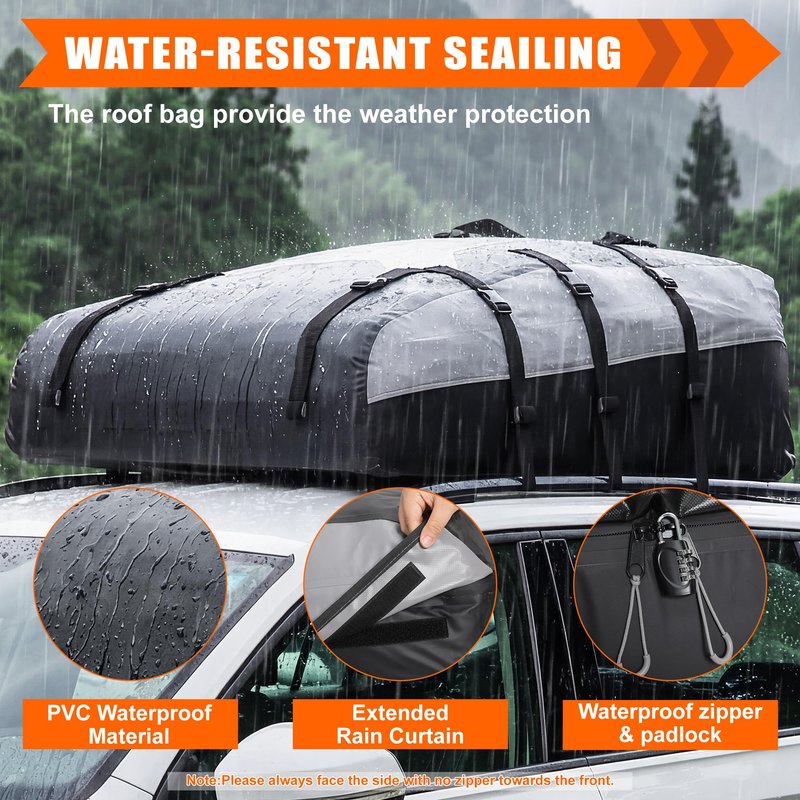Sailnovo Rooftop Cargo Carrier Roof Bag,20 Cubic feet Soft PVC Waterproof Roof Bag for Most Vehicles with/Without Rack with Strap,Anti-Slip Mat,Padlock,Foldable Car Top Carrier for Road Trip Camping