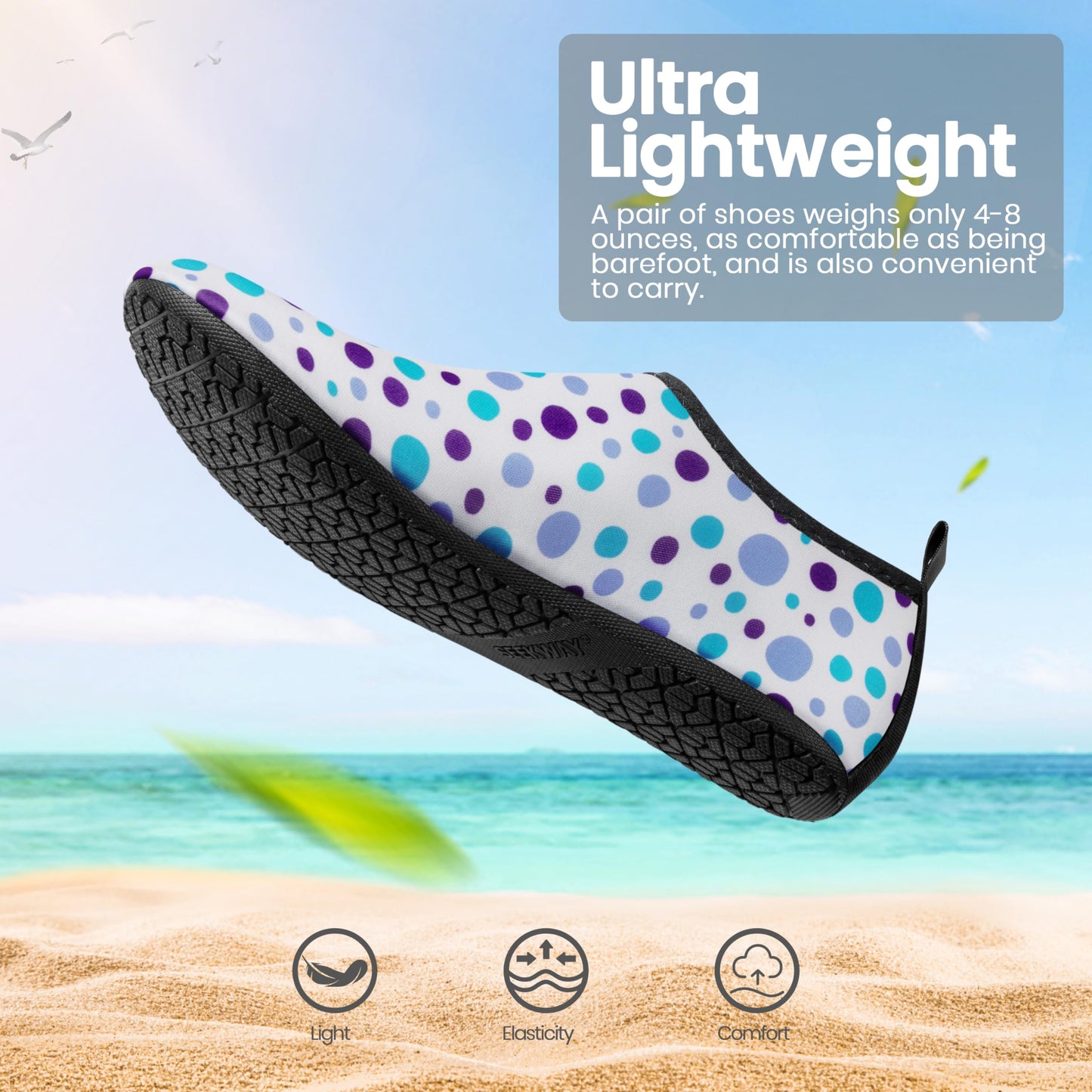 SEEKWAY Water Shoes Women Men Adult Quick-Dry Aqua Socks Barefoot Non Slip for Beach Swim River Pool Lake surf Black Size SK002