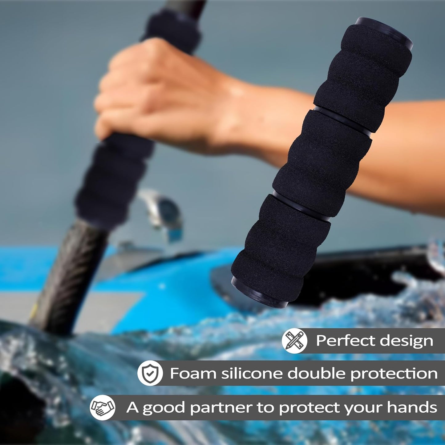 Kayak-Paddle-Grips-2-Pack - No-Slip Oar-Grip for Take-Apart Paddles,Blister Prevention Kayaking Accessories(Diameter 30mm/1.18 inches)