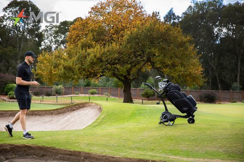 MGI Zip Navigator Electric Golf Cart - 36 Hole Battery - Remote Control - (Drink, Umbrella, & GPS Phone)
