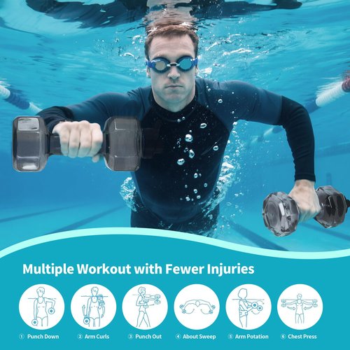 Water Weights for Pool Exercise Set of 2, Aquatic Exercise Dumbbells with Non-slip Handle, PE Materials Water Dumbbell Aerobics for Water Aerobics Weight Loss (Black)