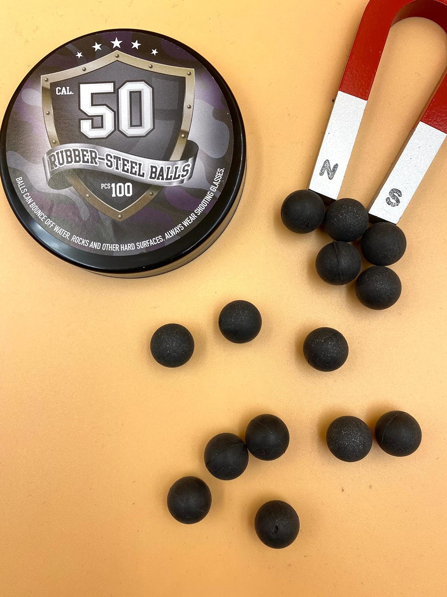 100x Premium Quality Hard Mix Rubber Steel Balls Paintballs Reballs Powerballs in 50 Cal. for Shooting Training Home and Self Defense Pistols in 50 Caliber