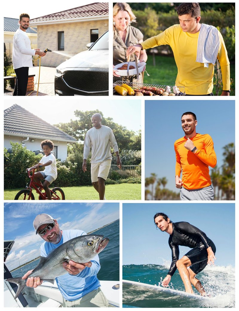 Rash Guard for Men Swim Shirt with Pocket Quick Dry UPF 50+ Long Sleeve Fishing Shirt for Men UV Sun Protection Beach Shirts