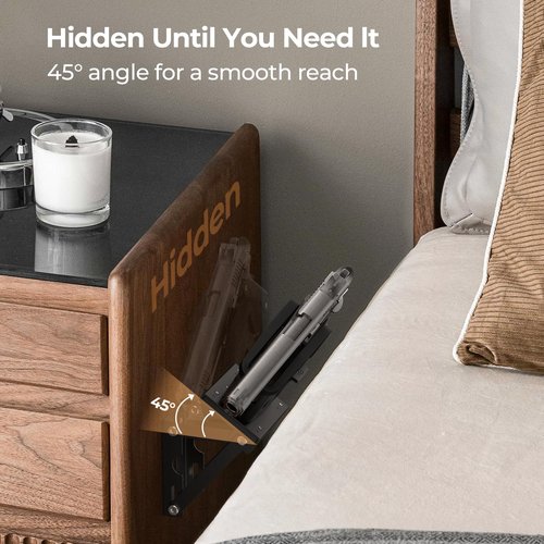 ONNAIS Wall Mount Pistol Safe - Biometric Gun Safe for Handgun with Fast One-Handed Access, Sturdy Mounted Trigger Lock Gun Rack for Wall, Nightstand, Bedside, or Desk, Concealed Firearm Storage