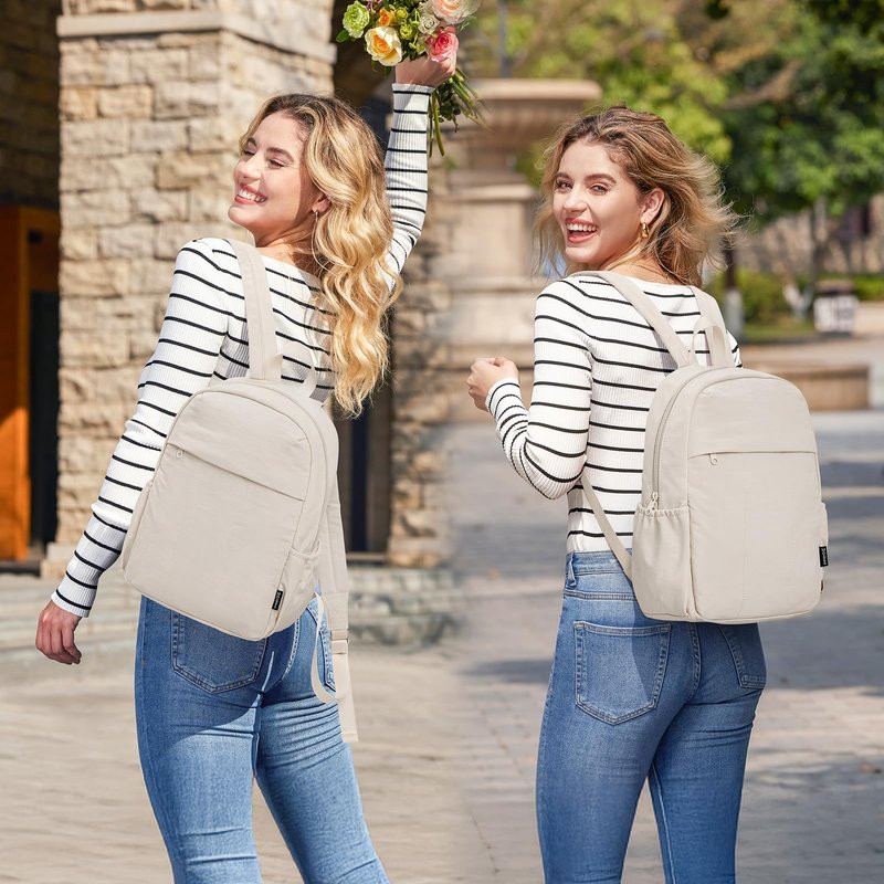 G4Free Mini Backpack for Women Water-resistant Hiking Backpack with Adjustable Shoulder Straps for School Travel Shop Work Casual(BEIGE)