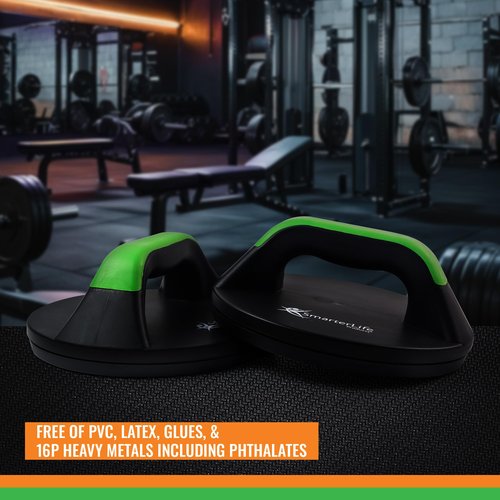 SmarterLife Push-Up Bar for Men & Women - Push-Up Handles for Floor to Prevent Elbow & Wrist Strain, Wide Grips with Non-Slip Rubber Pads for Comfort - Two Push-Up Bars & Workout Guide Included