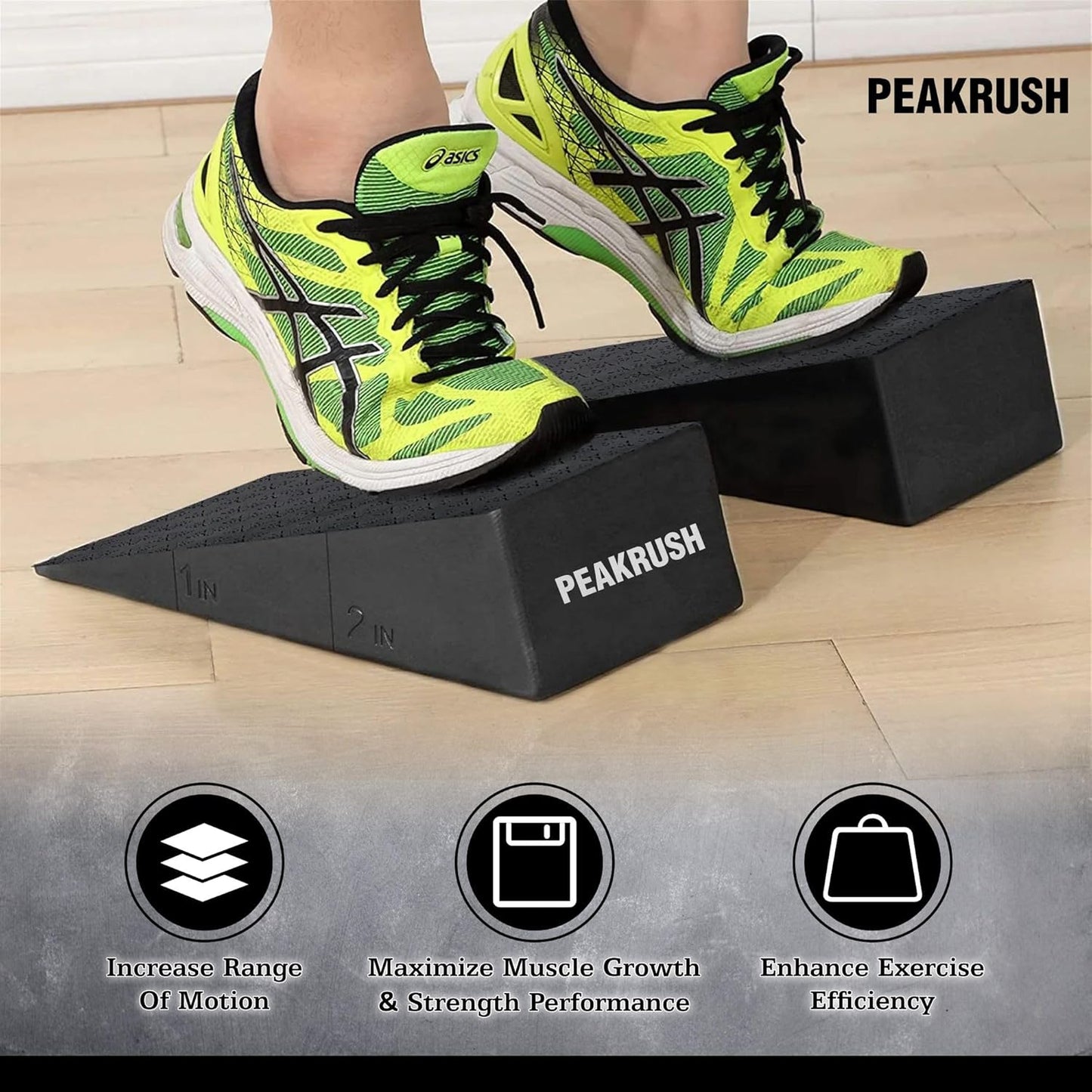 2 Pcs Versatile Squat Wedge Block for Heel Elevated Squat, Heavy-Duty Calf Stretcher Slant Board to Enhance Mobility, Balance & Strength Performance