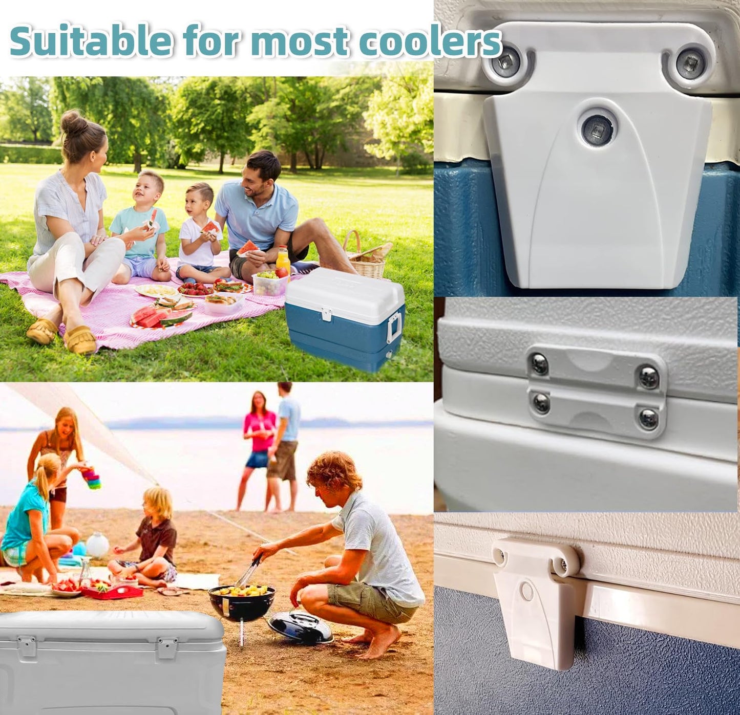 kelingsi Cooler Hinge and Latch Replacement Kit for Igloo,Repair and Replace Cooler Components,4 Hinges and 2 latches