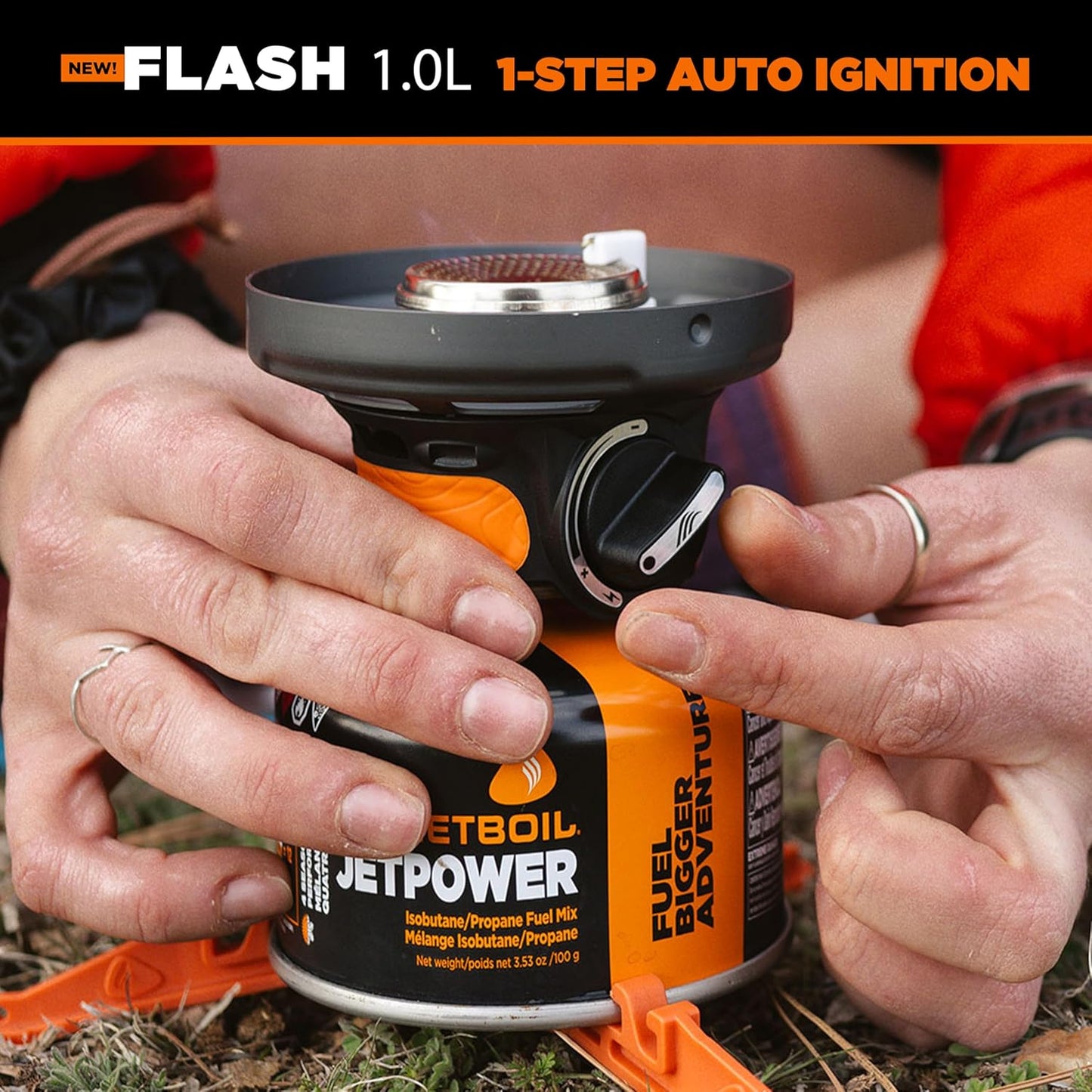 Jetboil Flash Java 1.0L Portable Fast Boil Stove with Silicone French Press and 1-Step Auto Ignition for Camping and Backpacking, New for 2025, Propane/Isobutane Burner with Cooking Cup, Topo