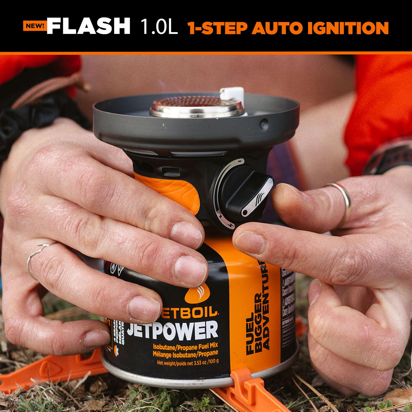Jetboil Flash 1.0L Portable Fast Boil Stove for Camping and Backpacking with 1-Step Auto Ignition, New for 2025, Propane/Isobutane Burner with Cooking Cup, Mountainscape