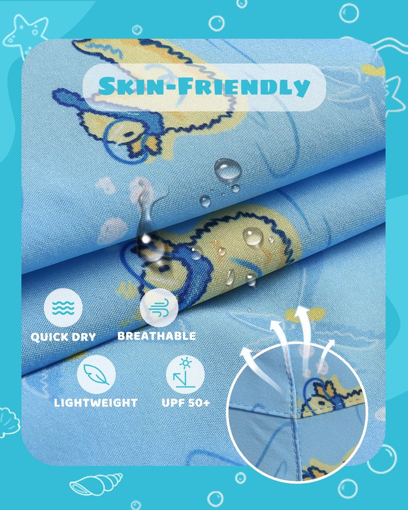 maamgic Boys Swim Trunks with Compression Liner Toddler Stretch Swim Shorts Quick Dry Swimming Trunks Boxer Brief 2 in 1 Beach Shorts Blue Rubber Ducky 10/12