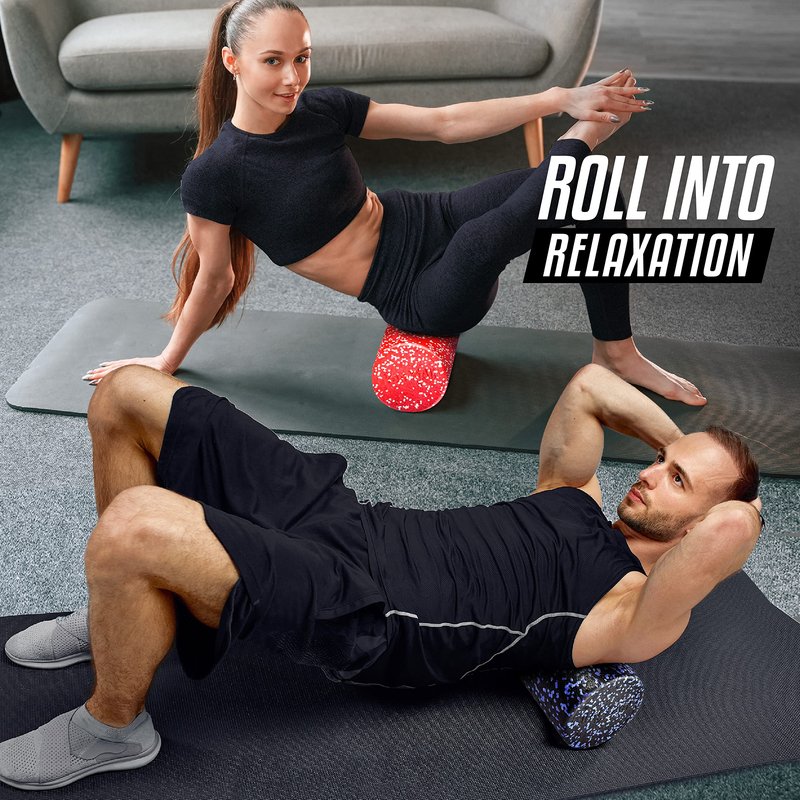Yes4All High-Density EPP Round Back Roller Foam, Exercise Foam Roller for Yoga, & Pilates, Multiple Sizes and Colours, Blue Speckled - 24 inches
