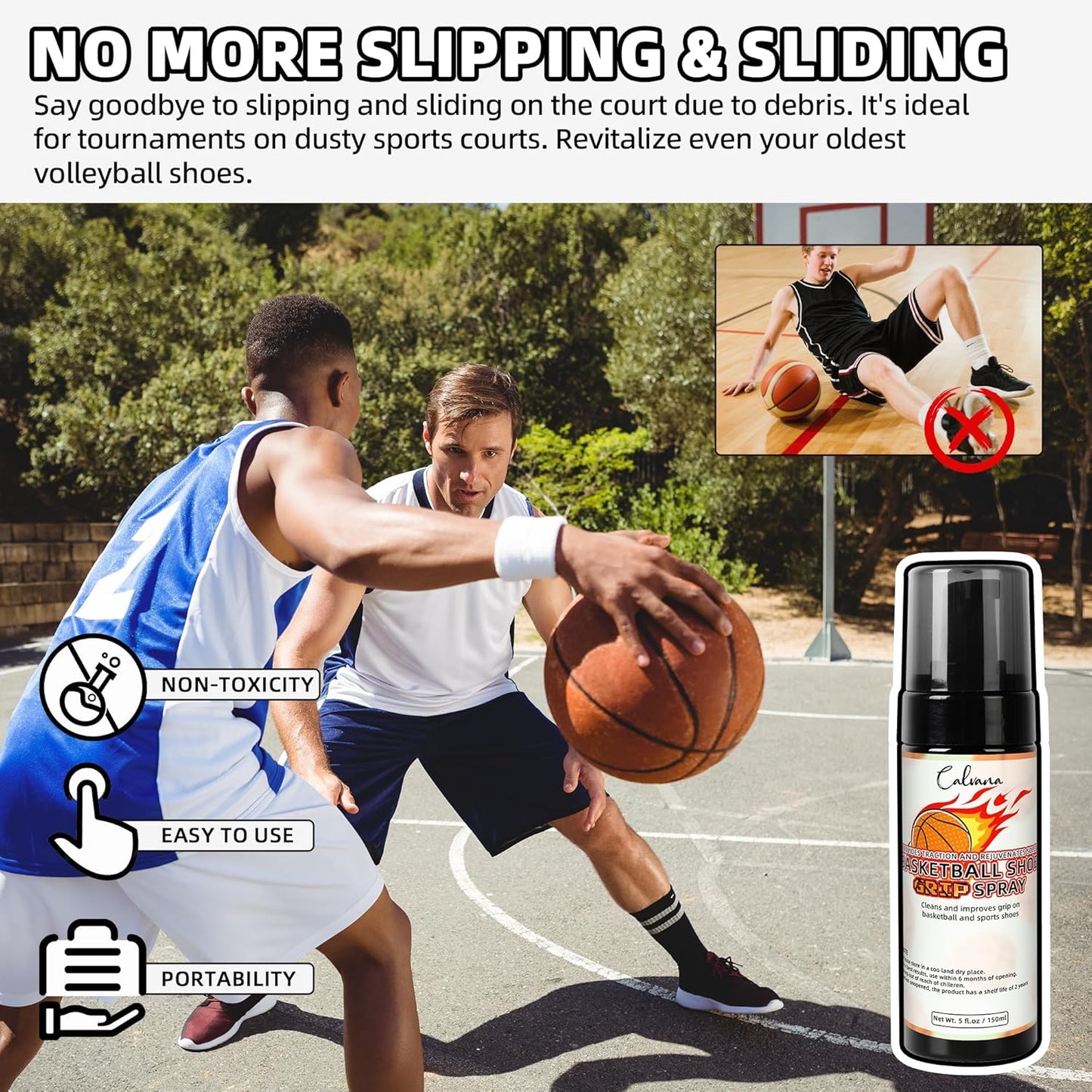 (2-Pack) 5 fl.oz Grip Spray, Traction Spray for Basketball, Volleyball, Sports Shoes Bottom, Restores and Cleans, Extends Shoe Life and Increases Performance