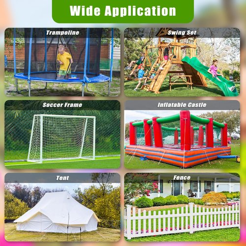 4 Pack 18" Trampoline Ground Anchors Screw in Mobile Home Earth Anchor Stakes Set with Versatile L Bracket Playset Anchor 2.7" Wide Spiral Swingset Anchors for Fence, Tent, Shed, Canopy, Carport