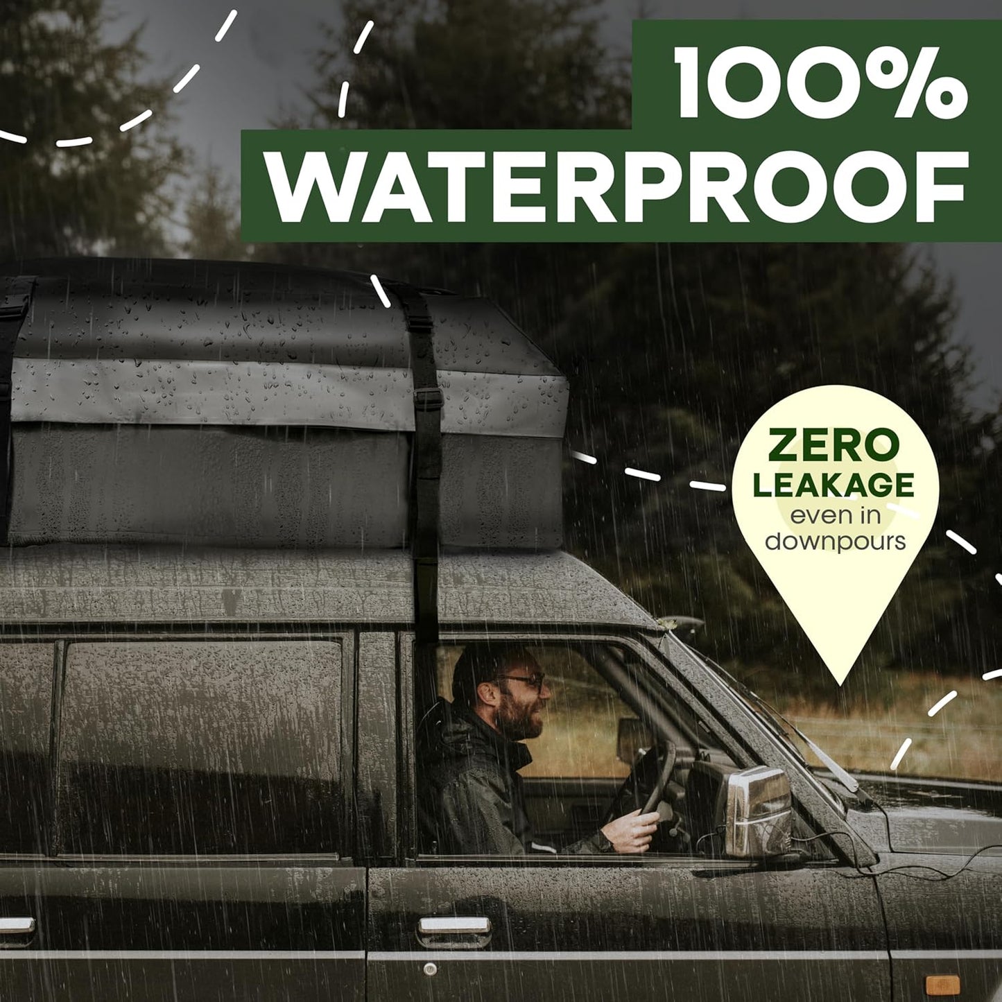 21 Cubic Feet Car Rooftop Soft Shell Cargo Carrier, 100% Waterproof - Car Storage for All Vehicle with/Without Racks - Attached Anti Slip Mat, Storage Bag, 6 Door Hooks and 6 Straps